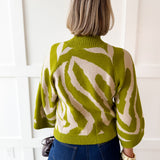 Zebra Print Knit Top - Olive