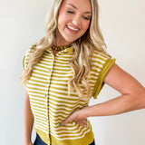 Striped Knit Sleeveless Top - Olive