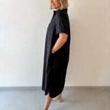 Short Sleeve Midi Dress - Black