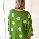 Polka dot Flare Sleeve Sweater- Green