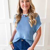 Ribbed Contrast Piped Knit Top