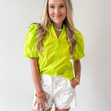 Bubble Sleeve Solid Top