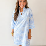 Scallop Trim 3D Embroidery Shift Dress