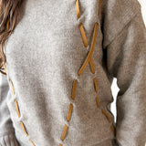 Argyle Design Knit Top- Grey Brown