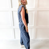 Ribbed Top & Jogger Set - Indigo