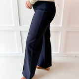Seam High Waisted Flare Pants - Navy