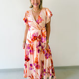Floral Satin Asymmetrical Dress