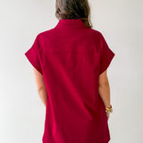 Mini Dress with Hidden Button Placket- Merlot