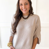 Moss Stitch Relaxed Sweater -Latte