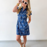 Indigo Fish Print Dress