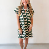 Geometric Tunic Mini Dress - Green