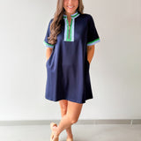 Front Zip Up Solid Casual Dress