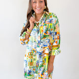 Caribbean Blues Collared Dress
