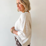 Heathered Crew Boxy Top - Oatmeal