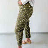 Polka Dot Print Pants - Olive