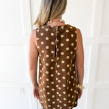 Polka Dot Mini Dress - Mocha Mouse