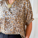 Metaillic Leopard Top-Taupe