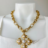 Byzantine Pearl Cross Necklace