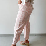 Leopard Print Barrel Crop Jean - Pink