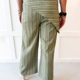 Stripe Overlay Pants - Olive