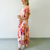 Floral Satin Asymmetrical Dress