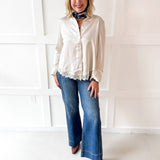 Lace Satin Effect Shirt- Ivory