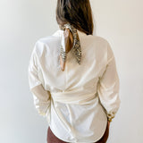 Collared Button down Tie Shirt - Cream