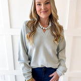 Soft Fine Ribbed Sweater - Cool Sage
