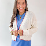 American Flag Contrast Stitch Cardigan