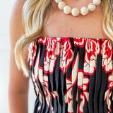 Floral Print Smocked Maxi Dress- Black