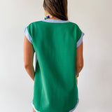 Contrast Accent Dress - Green/Blue