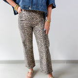 High Rise Vintage Straight Leopard Denim