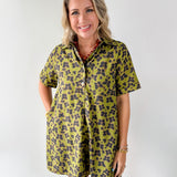 Butterfly Print Shirt Dress - Olive