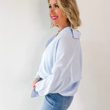 Light Blue V Neck Top