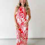 Braided Edge Tropical Halter Dress