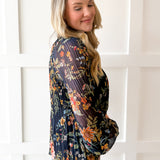Split Neck Pleated Blouse