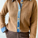 Denim Collared Knit Cardigan