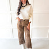 Plaid Straight Leg Pant - Golden Brown