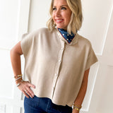 Lightweight Half Sleeve Knit Top- Oatmeal