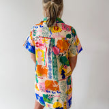 Short Sleeved Printed Dress - Cream