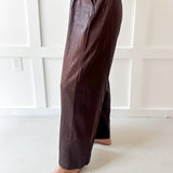 High Waisted Tailored Wide Leg Pants - Brown
