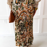 Printed Pleated Skirt - Ivory/Olive