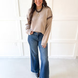Crochet Stitch Drop Shoulder Sweater - Coco