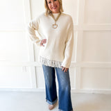 Fringe Hem Sweater - Ivory