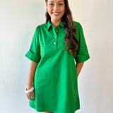 Pearl Accent Shift Dress - Green