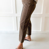 Polka Dot Print Pants - Brown