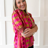 Geo Abstact Print Top - Plum