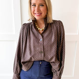 Polka Dot Puff Sleeve Jacket