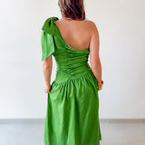 Linen One Shoulder Tie strap Maxi Dress