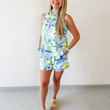 Tropcial Print Ruffled Top & Short Set